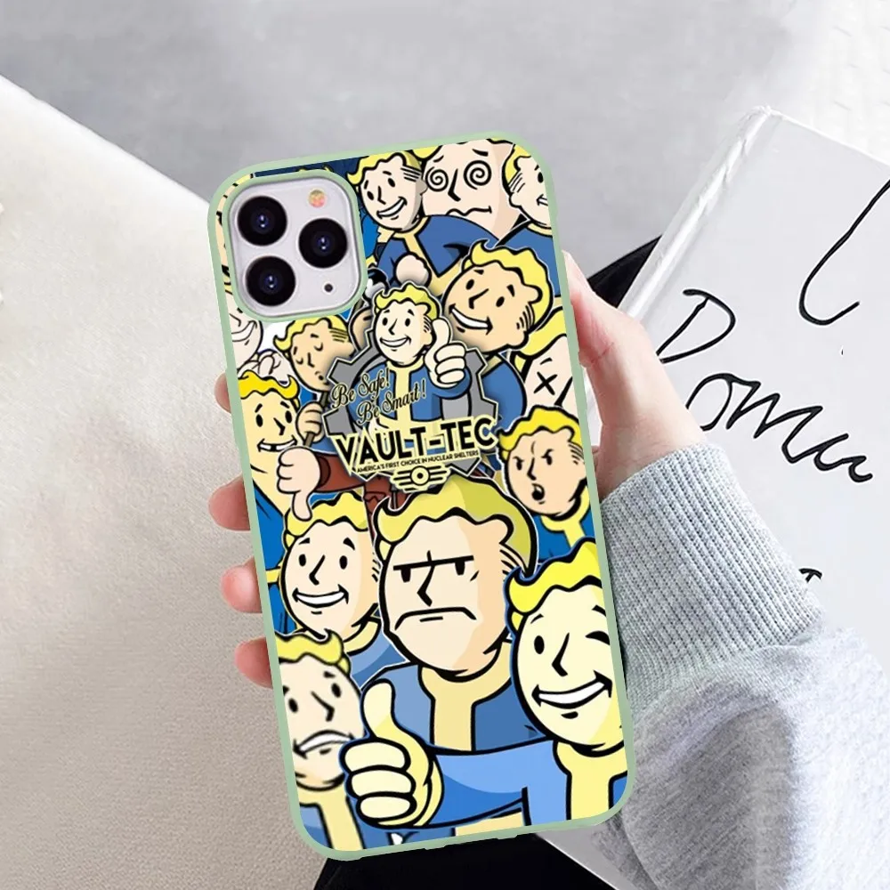 V-Vault-Boy  Phone Case for iPhone 14 11 12 13 Mini Pro Xs Max 8 7 6 6S Plus X XR Solid Candy Color Case