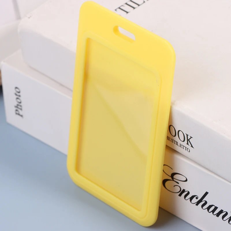 New! 1Pc Two-Sided Credit Card Cover Hard Plastic Badge Holders With Slot For Event Staff Tag ID Card Holder Pass Strap