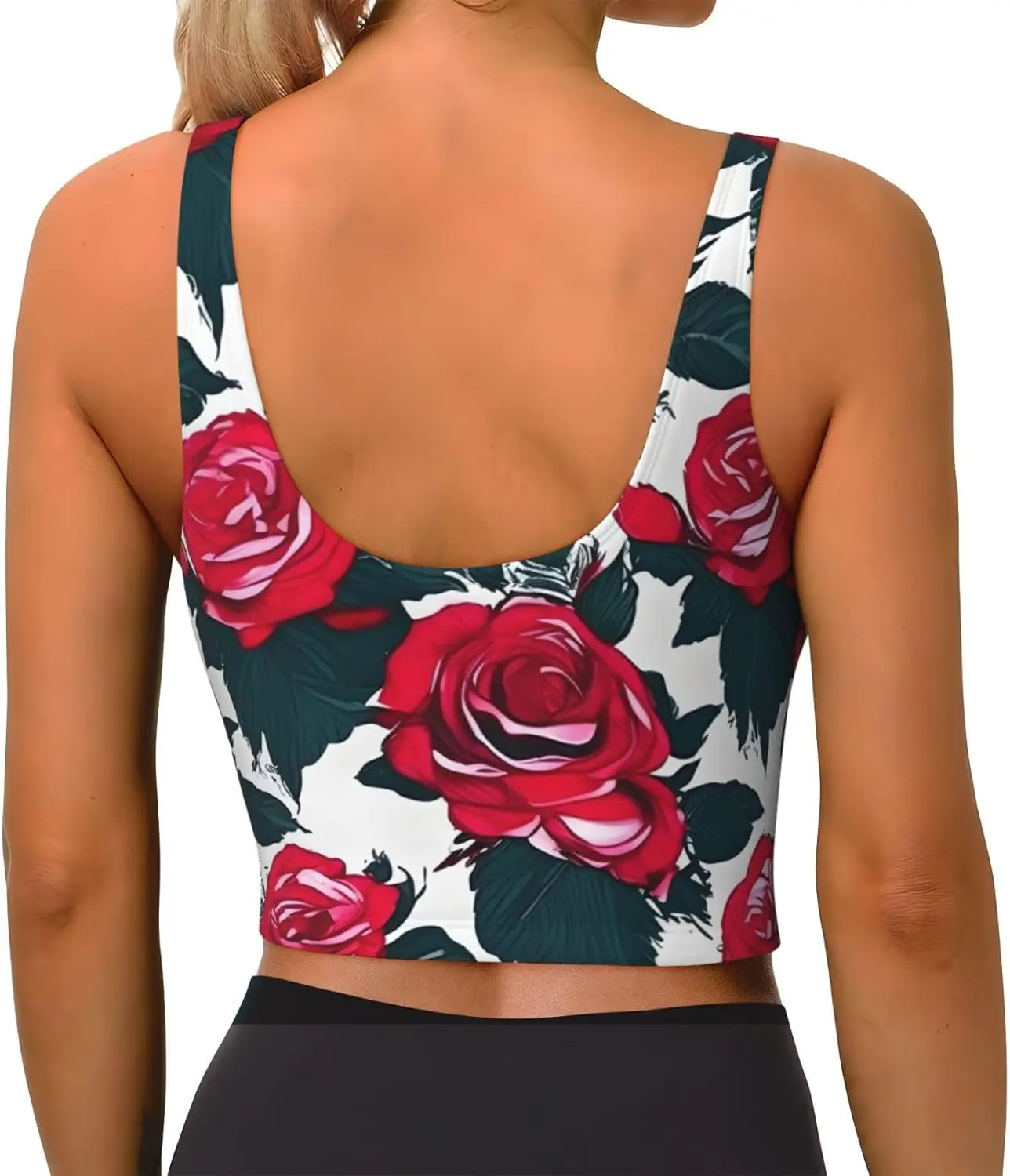 Damen-Sportweste mit Rosenblüten-Blumen-Bilddruck, Yoga-Workout-Westen für Damen, leicht, trendig für Jahreszeiten