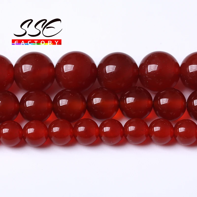 7A Natural Chinese Red Agates Stone Beads For Jewelry Making Round Loose Beads DIY Bracelets Necklaces 4 6 8 10 12 14mm 15\