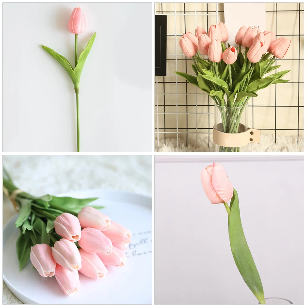 

10Pcs Artificial Tulips Fake Tulips Realistic Reusable Wedding Bedroom Home Decoration Home Fake Flower Faux Flower Bouquet