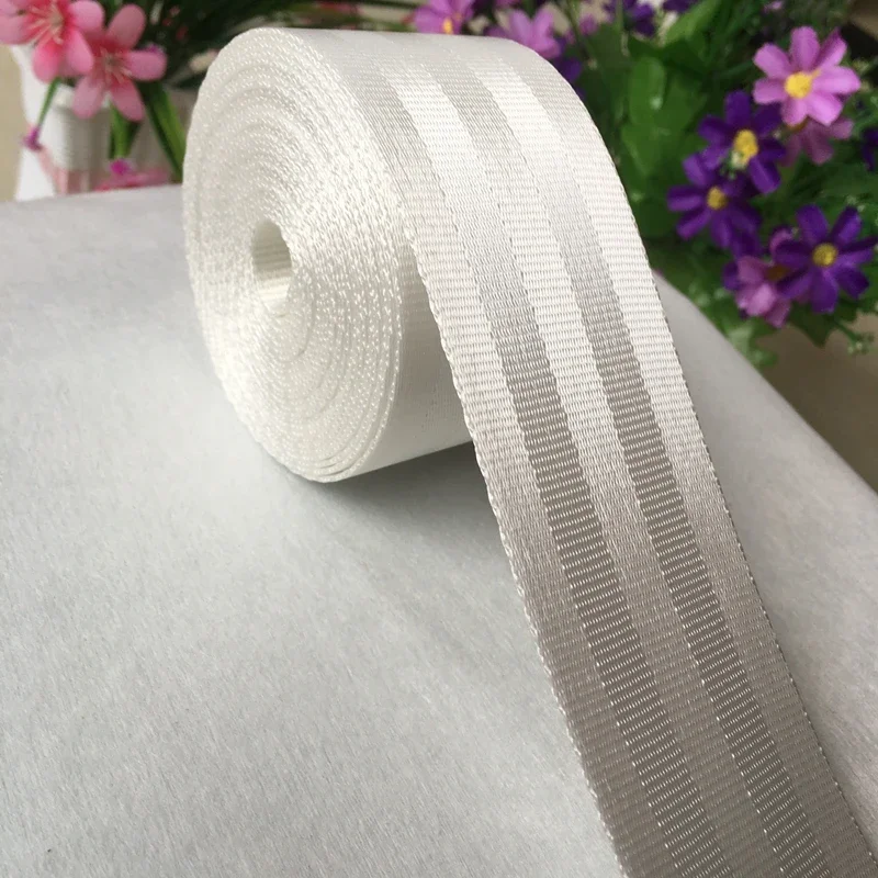 White racing Belt car seat accessories Auto safety  Polyester webbing racing seat belt 3.5 to 30 Meter/roll for front rear row