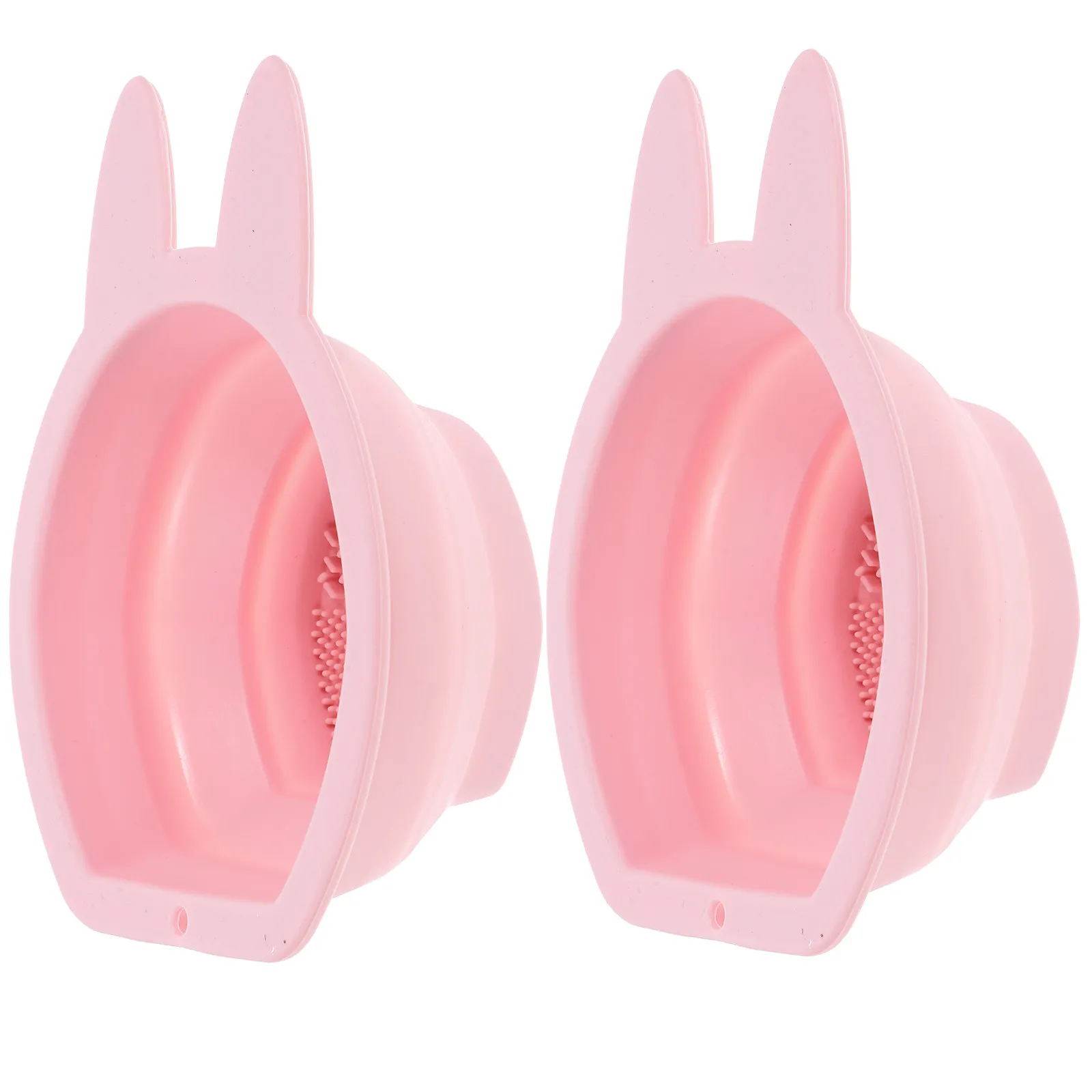2Pcs Silicone Makeup Sponge Cleaners Rabbit Shape Foldable Hanging Design for Brushes Space Efficient Bathroom Organizer