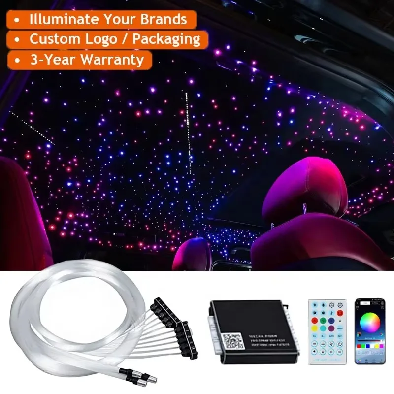 

Custm Logo Fiber Optic Starlight Twinkle Roof Car Starlight Headliner Kit 500 1000 2000 Piece With Shooting Stars for Car