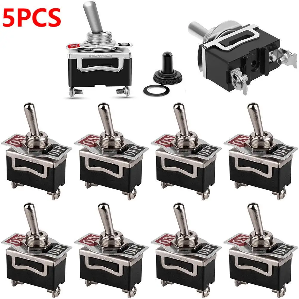 5PCS SPST Waterproof Toggle Switch 250V 15A 2Pin Heavy Duty Car Boat Rocker Toggle ON Off Switch Panel Mount for RV Marine Boat