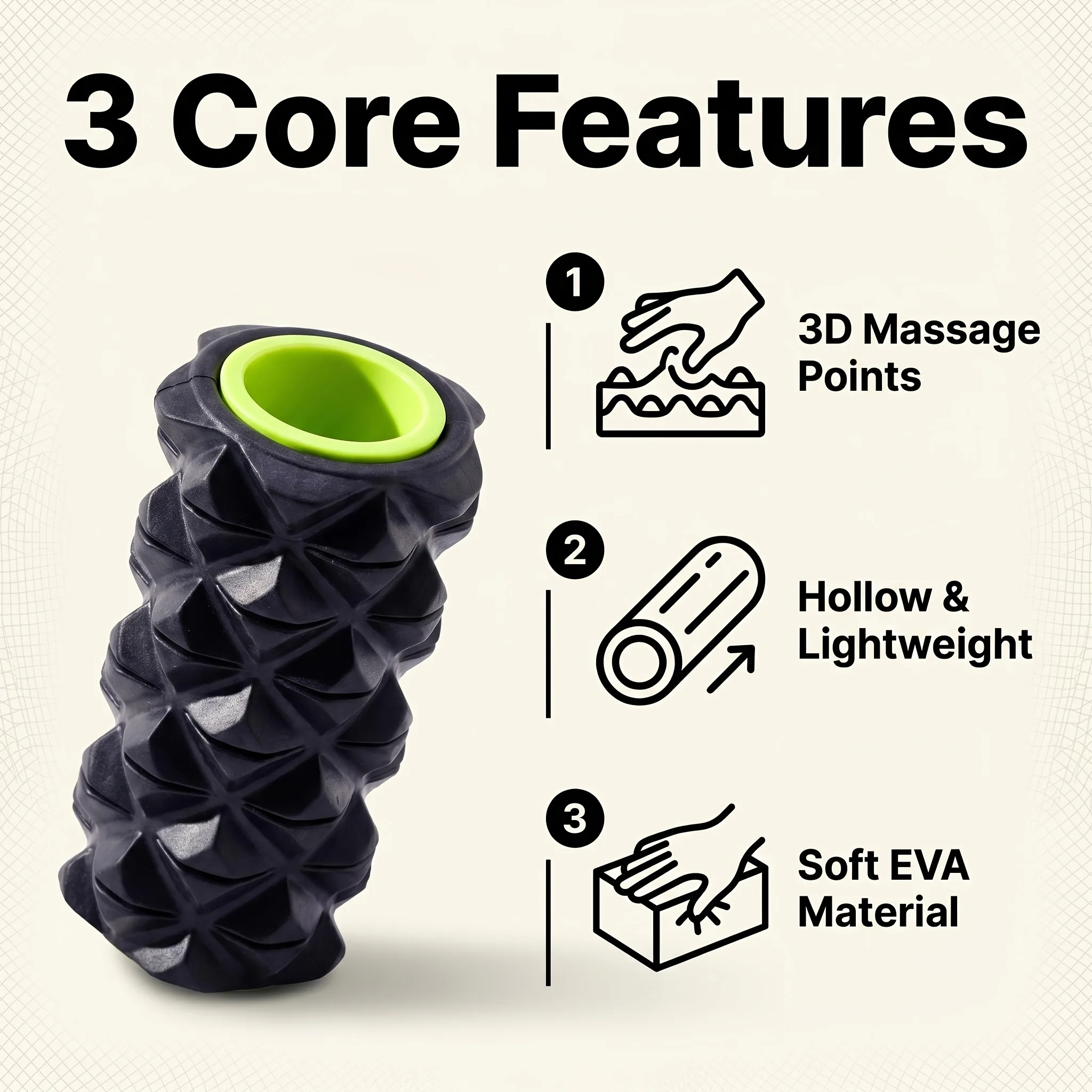 Trigger Point Massage Stick, Spiky EVA Foam Roller for Foot Muscle Pain Relief, Deep Tissue Body Massager Roller for Recovery