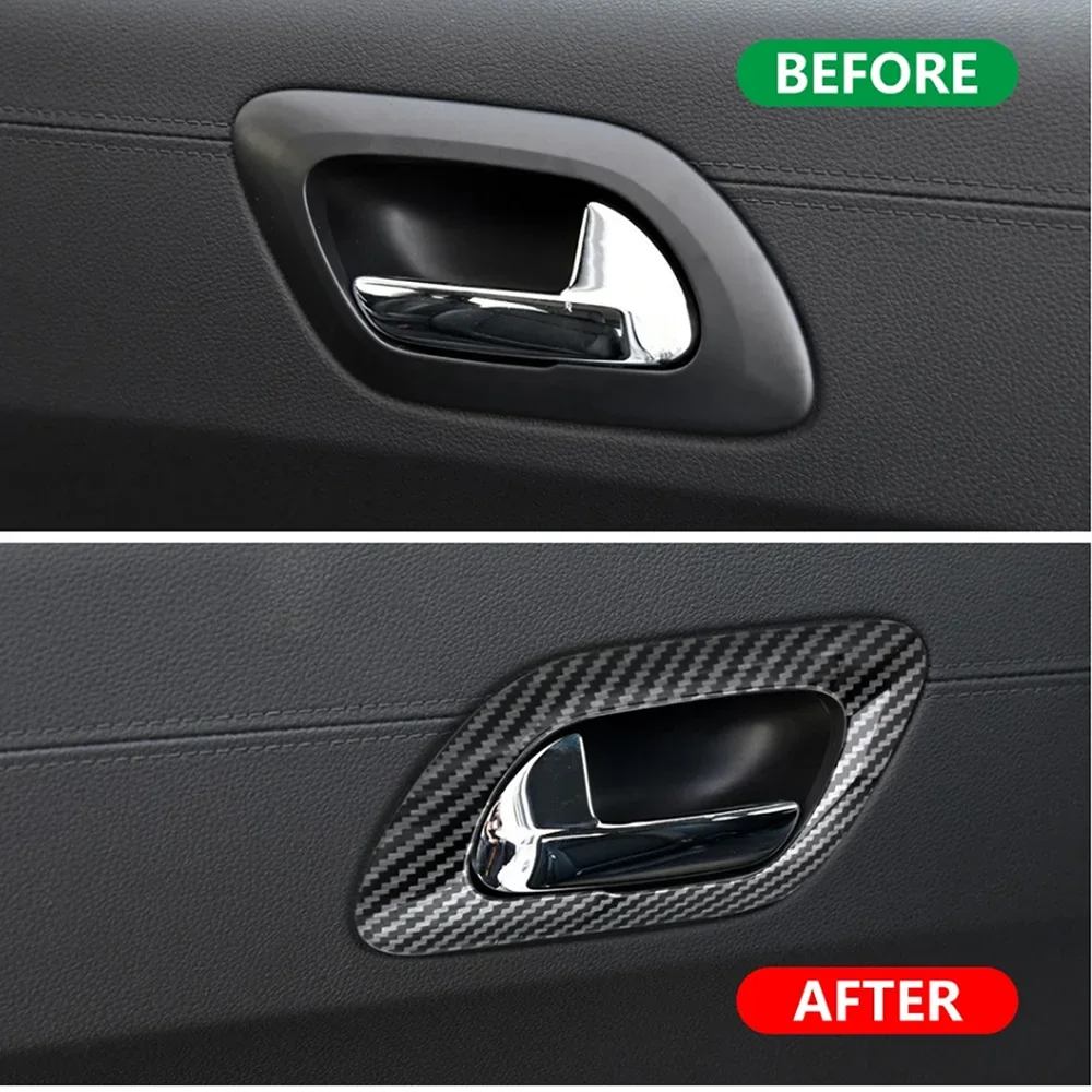 For Peugeot 3008 2011 - 2015 Door Handles Decoration Sticker Trim Interior Accessories 4Pcs/set Door Handle Frame Cover Sticker