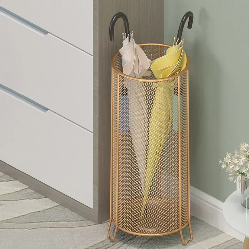 Storage Metal Basket Umbrella Stand Home Gold Office Umbrella Clamp Holder Entryway Porte Parapluie House Decoration GPF30XP