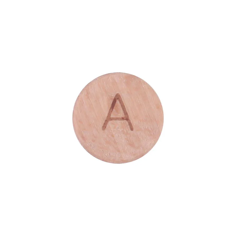 50pcs Flat Round Wooden Alphabet Beads Natural Wood Letter Beads For DIY Baby Teething Necklace Bracelet Pacifier Clip Chain