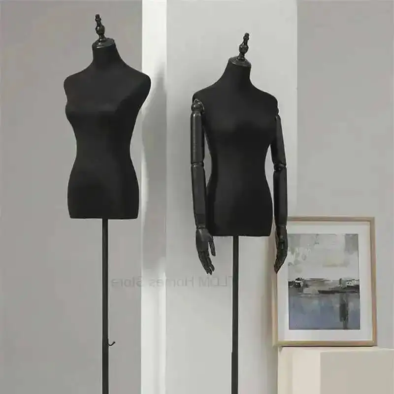 

Cloth Furniture Black Cotton Mannequins Display Stand Dress Women's Clothing Store Mannequin Wedding Metal Base Stereoscopic
