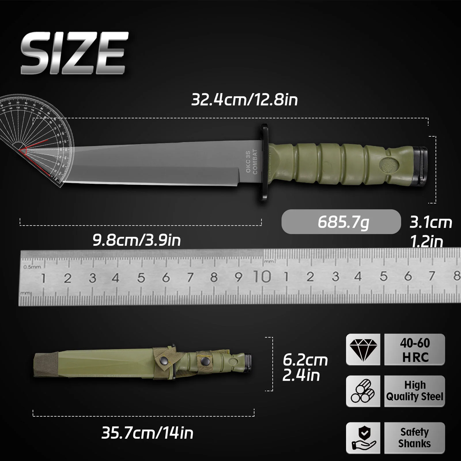 1pc Handy Military Tactical Knife, Self-Defense, For Outdoor, Fishing, Adventure, Boarding, Survival Knife