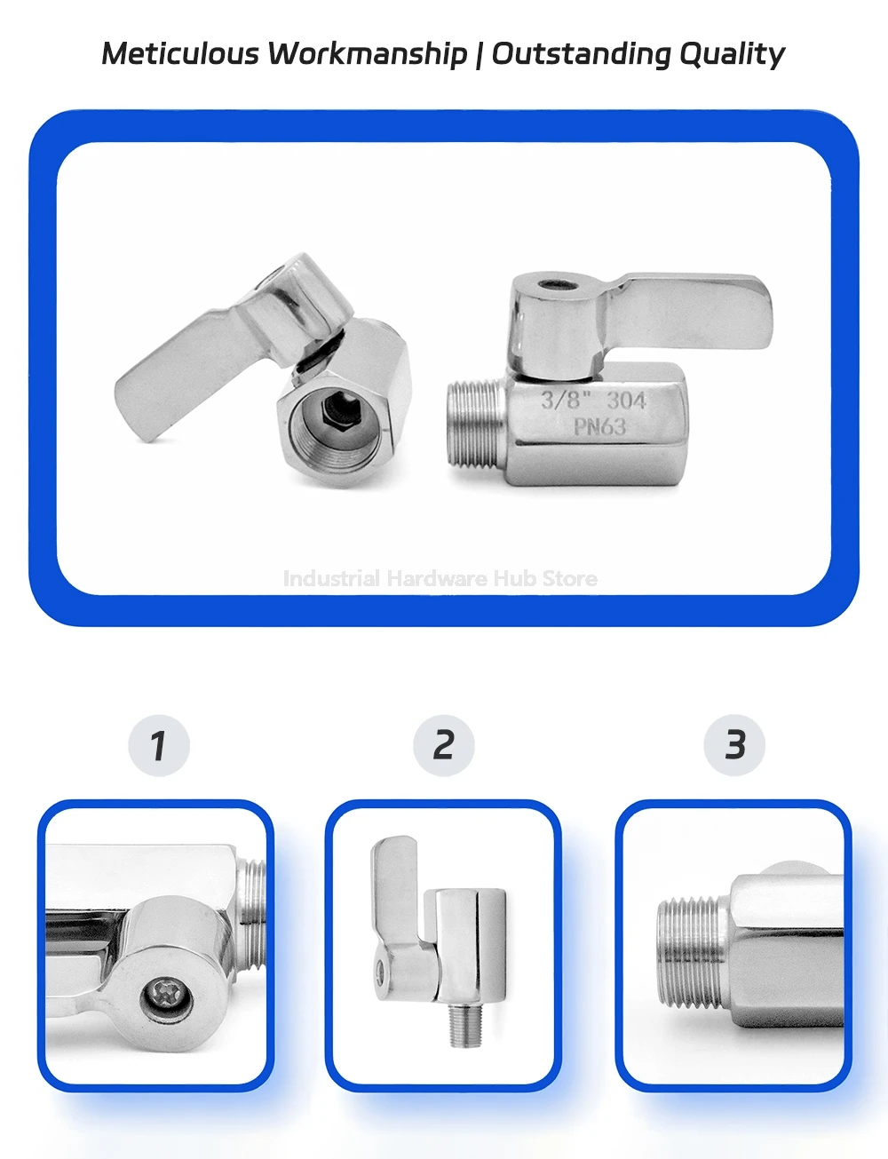 Mini-Kugelhahn aus Edelstahl 304/316L, 1/8 Zoll, 1/4 Zoll, 3/8 Zoll, 1/2 Zoll, 3/4 Zoll, 1 Zoll BSPT NPT-Innengewinde, Industrieventil für Wasser/Öl – Detail 11
