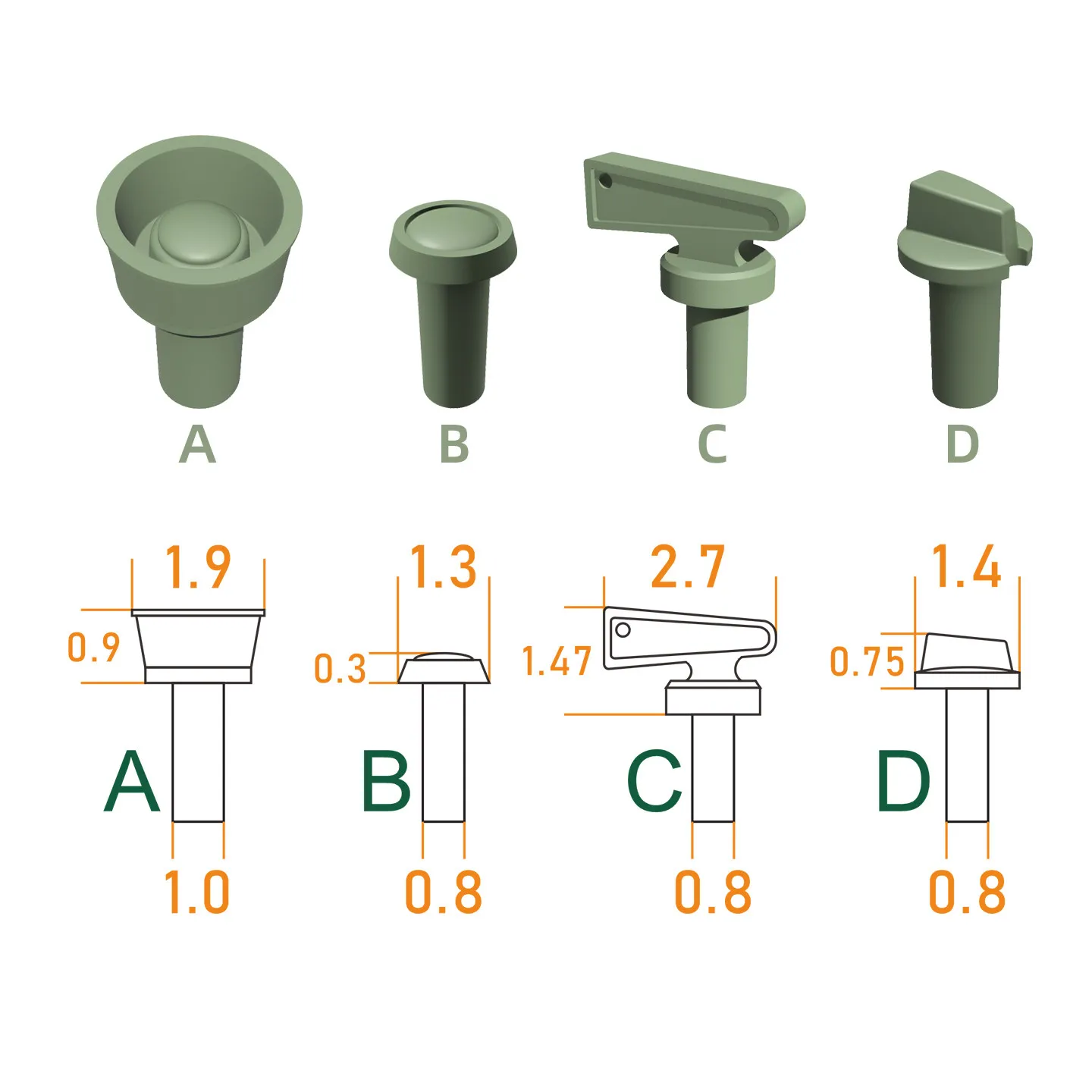 1/24-1/20 PR0065 Scale 3D Printing Model Detailing Parts Button Knob DIY Model Accessories