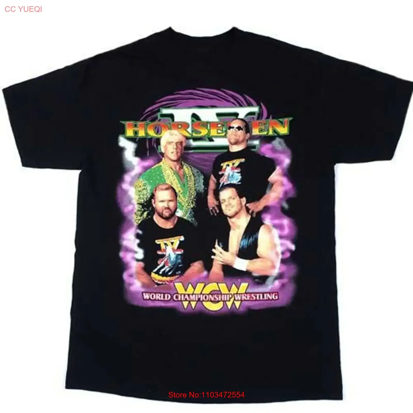 Camiseta Four Horsemen 1991 Ric Flair Chris Benoit Arn Anderson Steve McMichael vintage lavada para hombre ligeramente suave
