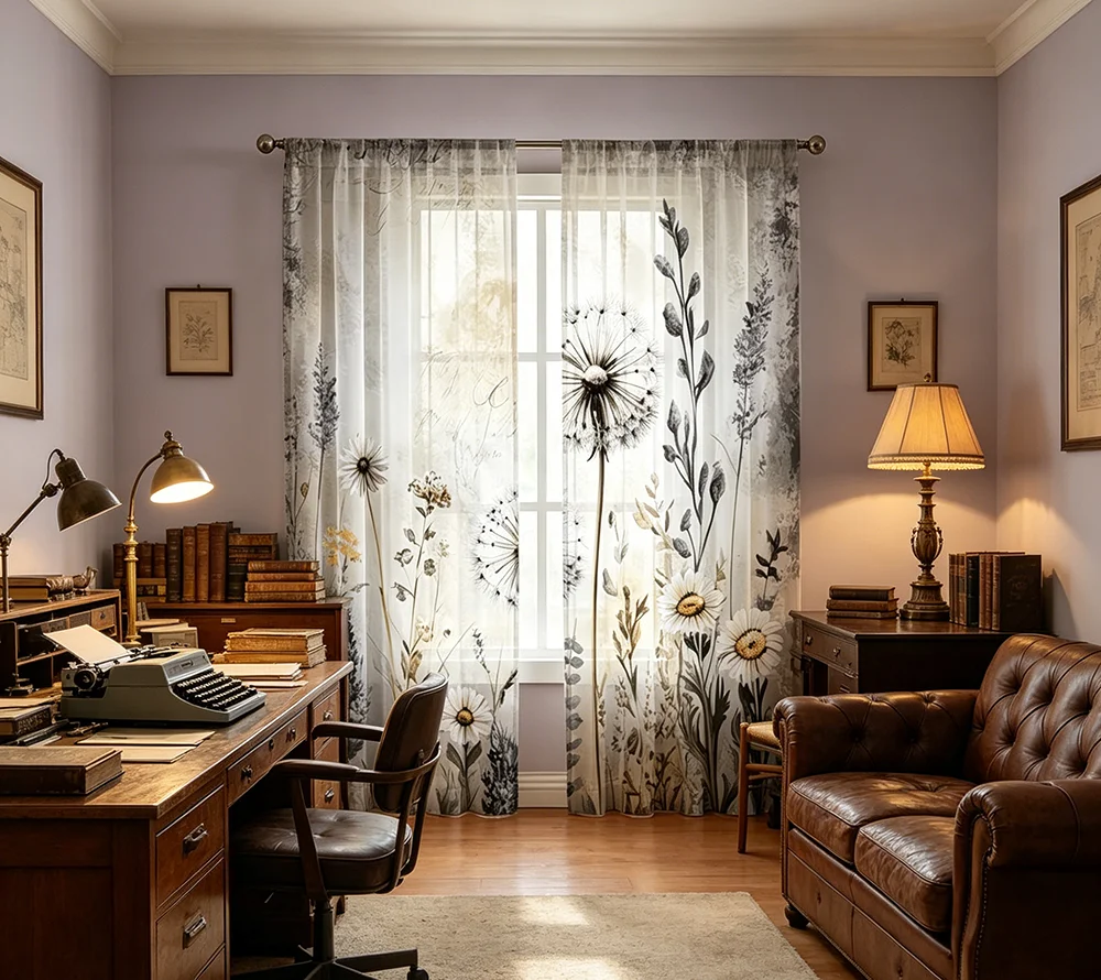 2PCS Digital Printing Sheer Curtain, Sports Basketball Soccer Balls Pattern, Athletic Boys Bedroom Playroom Teen Game Room Decor view 3