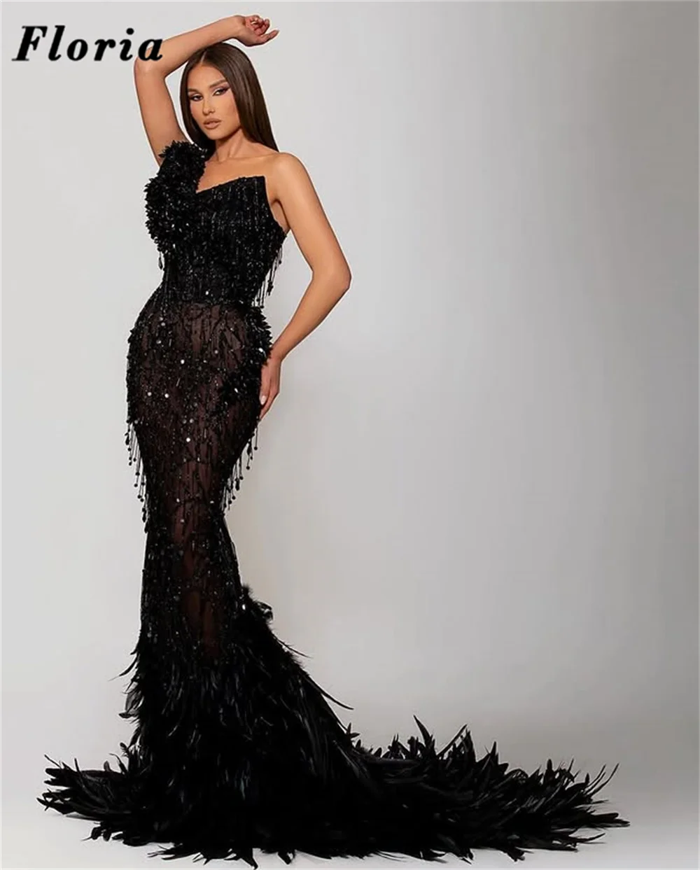 فساتين سهرة بحورية البحر باللون الأسود الأفريقي أنيقة بالكامل مطرزة بكريستال للحفلات الراقصة مقاس كبير فستان حفلة خطوبة عربي مخصص