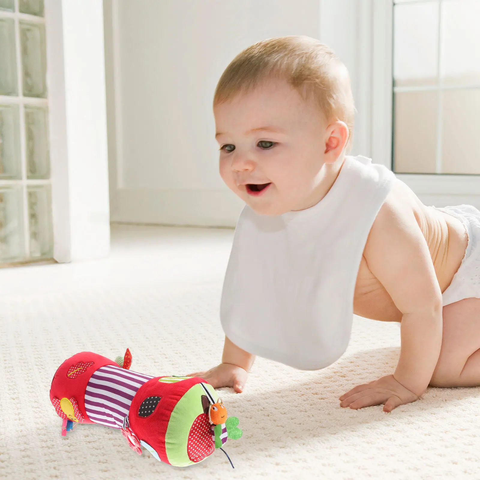 Krabbel-Rollenkissen für Neugeborene zur Förderung der Motorik, Gefülltes Rollenkissen als Krabbelhilfe für Säuglinge