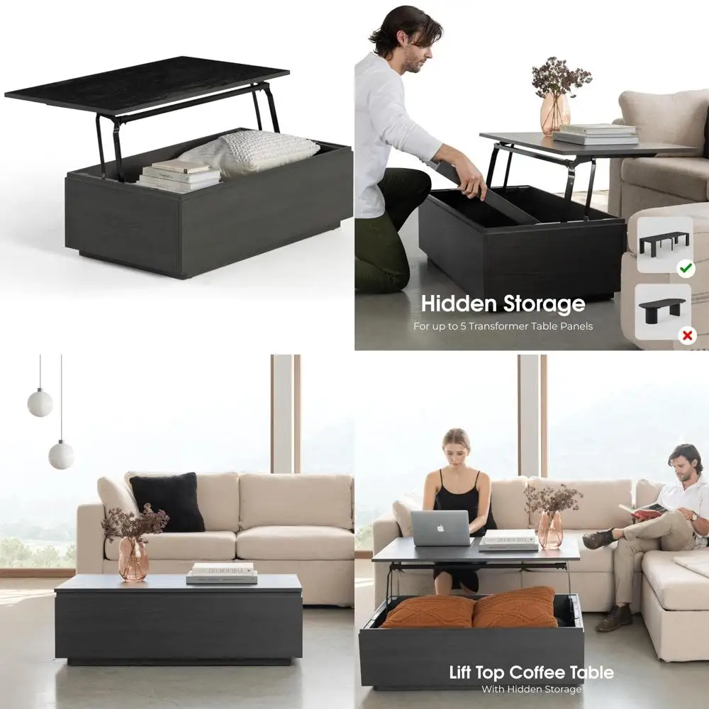 

Компактный журнальный столик-трансформер с подъемным верхом и местом для хранения вещей для гостиной, домашнего офиса и столовой