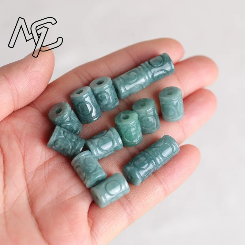 5pc Natural Blue Water Jade Money Beads DIY Bracelet Bangle Charm Jadeite Jewellery Fashion Accessories Amulet Gifts Women Men