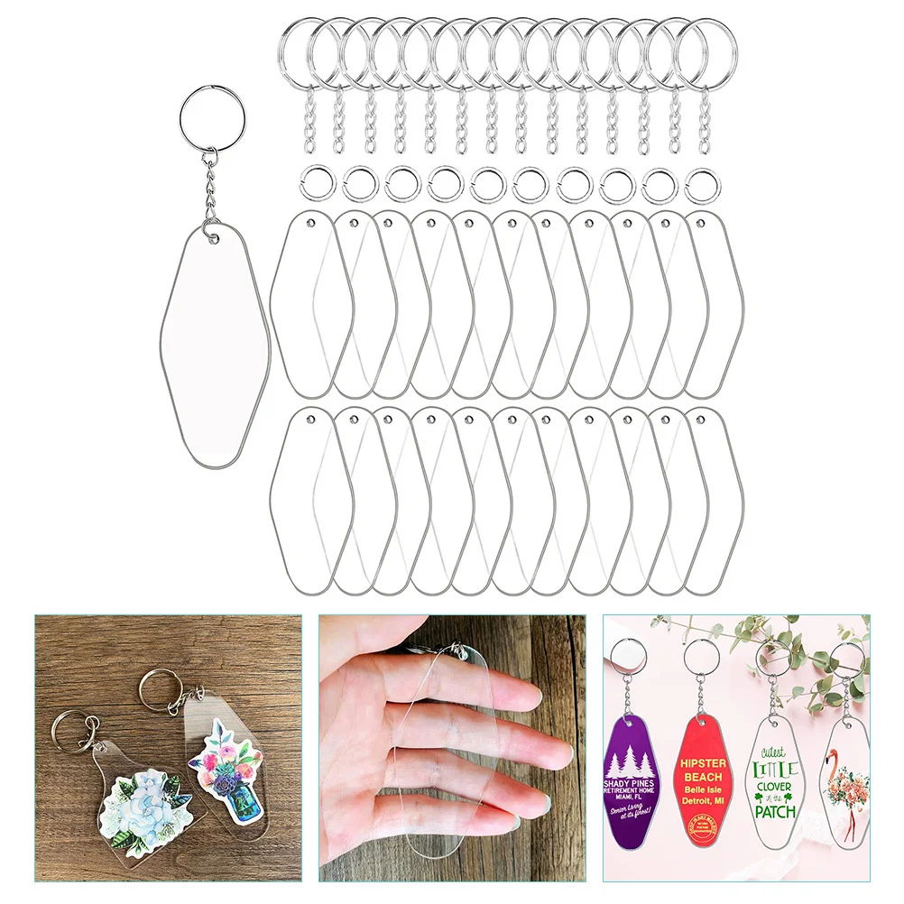 30 مجموعة فارغة الاكريليك سلسلة العلامات Diy بها بنفسك الحرفية كيرينغ المنظم الأمتعة معرف التسمية مفتاح قلادة ديكور علامة معلقة حامل مفتاح فريد #3