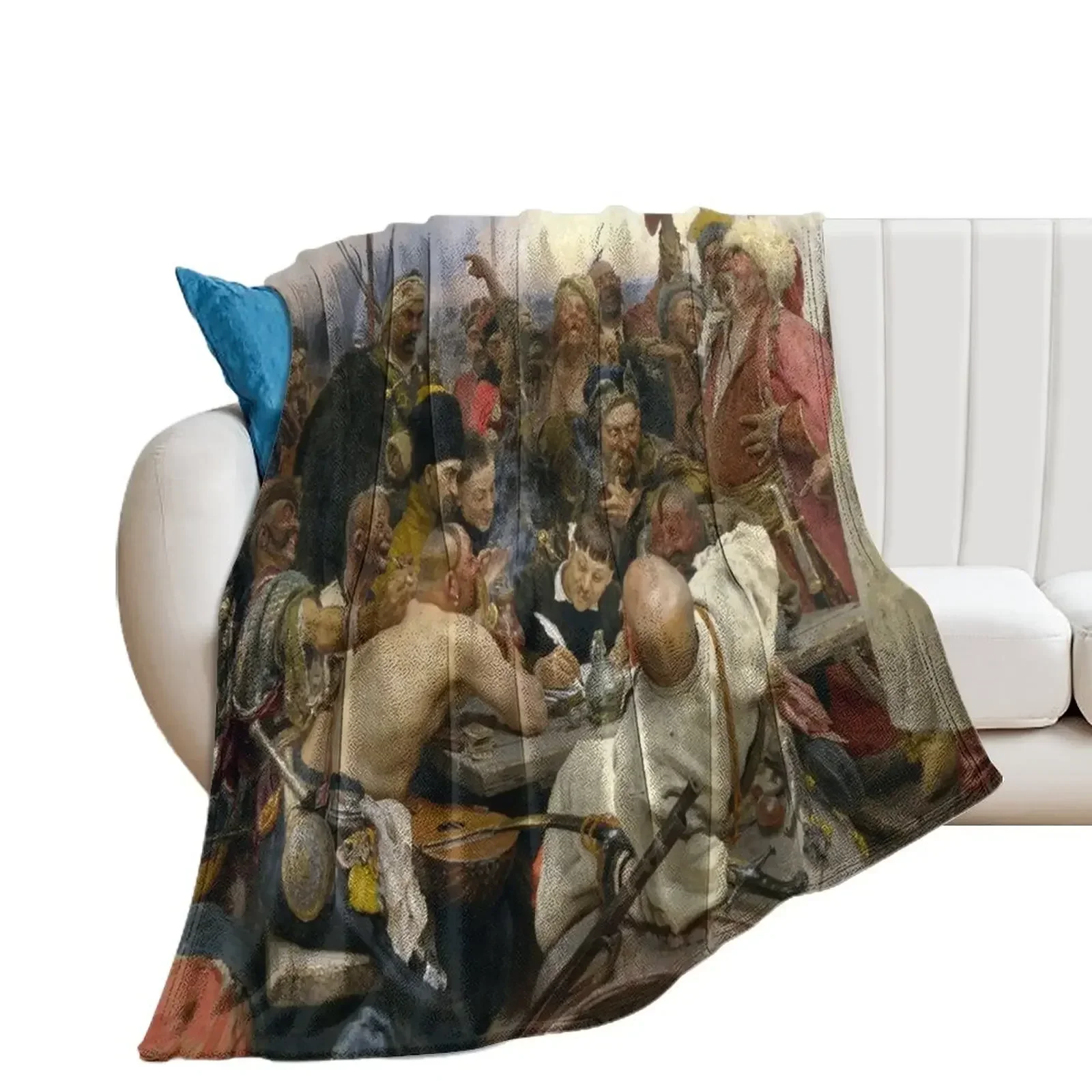 The Reply of the Zaporozhian Cossacks to Sultan Mahmoud IV - Ilya Repin Throw Blanket Large Nap Plush Hairy Blankets