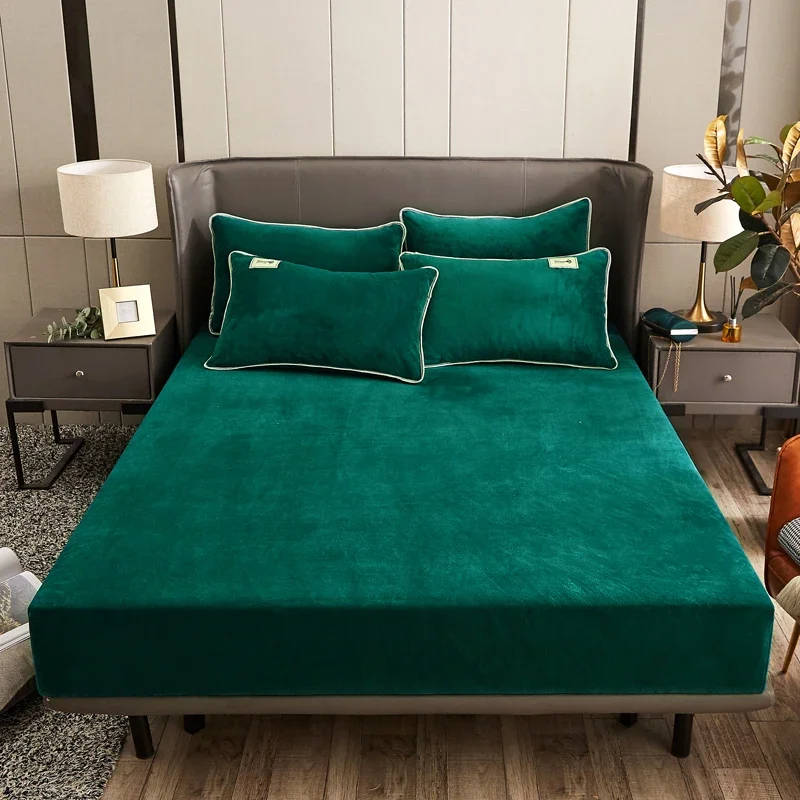Warm Warm Winter Plush Fitted Sheet Elastic Mattress Cover Fluffy Coral Fleece Bed Linen Luxury Double Bed Velvet Protector - Aliexpress Deal
