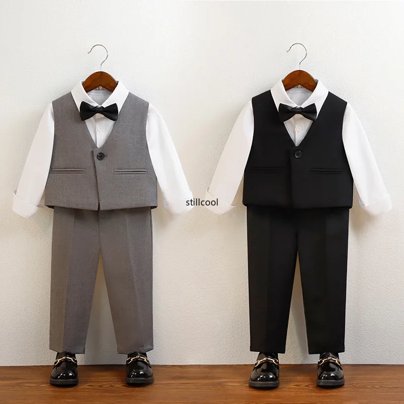 

Elegant Child Costume 2024 Summer New Boys Suits for Weddings Handsome Chorus Piano Performance Formal Blazer Set 4yrs To 12yrs