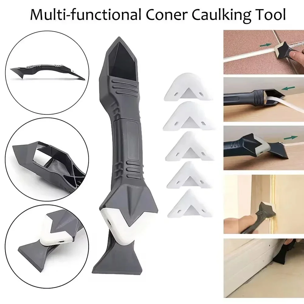 3 in 1 Plastic Scraper Sealant Smooth Remover Tool Set Caulking Finisher Smooth Grout Kit Floor Mould Removal Hand Tools Set