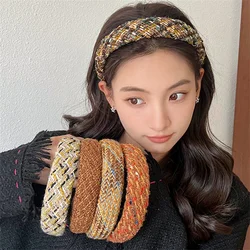 Fashion Vintage Plaid Hair Bands for Women Winter Spone Headband for Thicken Hair Girls Hair Hoop Hairband Hair Accessories for