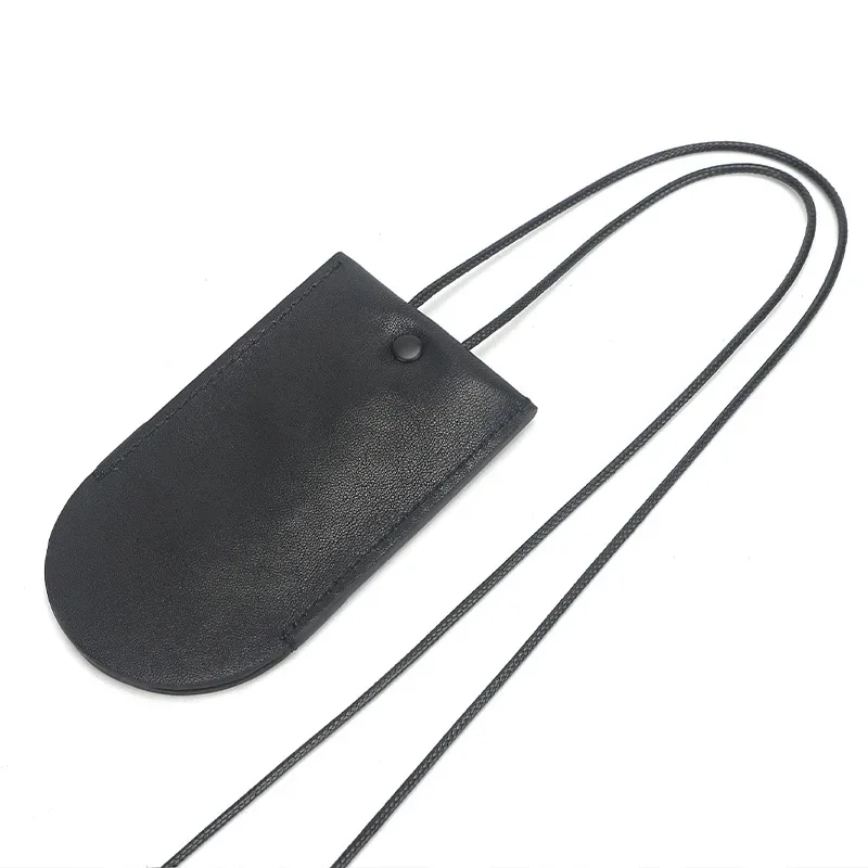 Mini Neck Bag Made of Genuine Leather with A Retro and Minimalist Design. Access Control Card Bag with Key