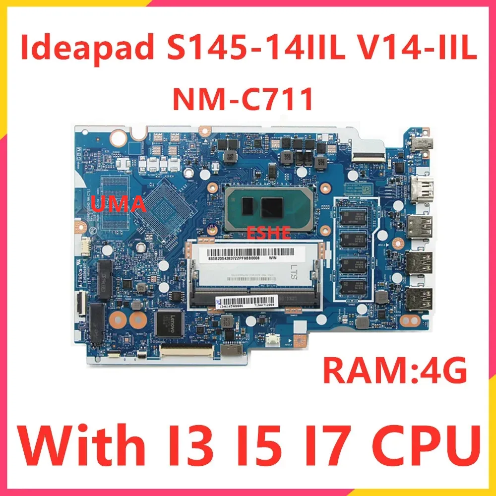 For Lenovo ideapad V14-IIL S145-14IIL Laptop Motherboard  5B20S43837 5B20S43835 With i3 i5 i7 CPU RAM 4G NM-C711 Motherboard