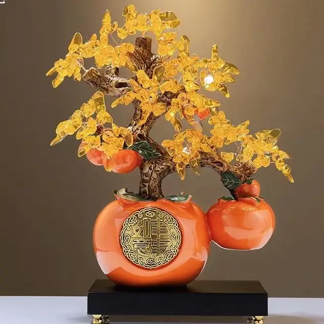 for-27X12X37cm Topaz Rich Tree Persimmon Ruyi Decoration Home Accessories Living Room Porch Decoration#