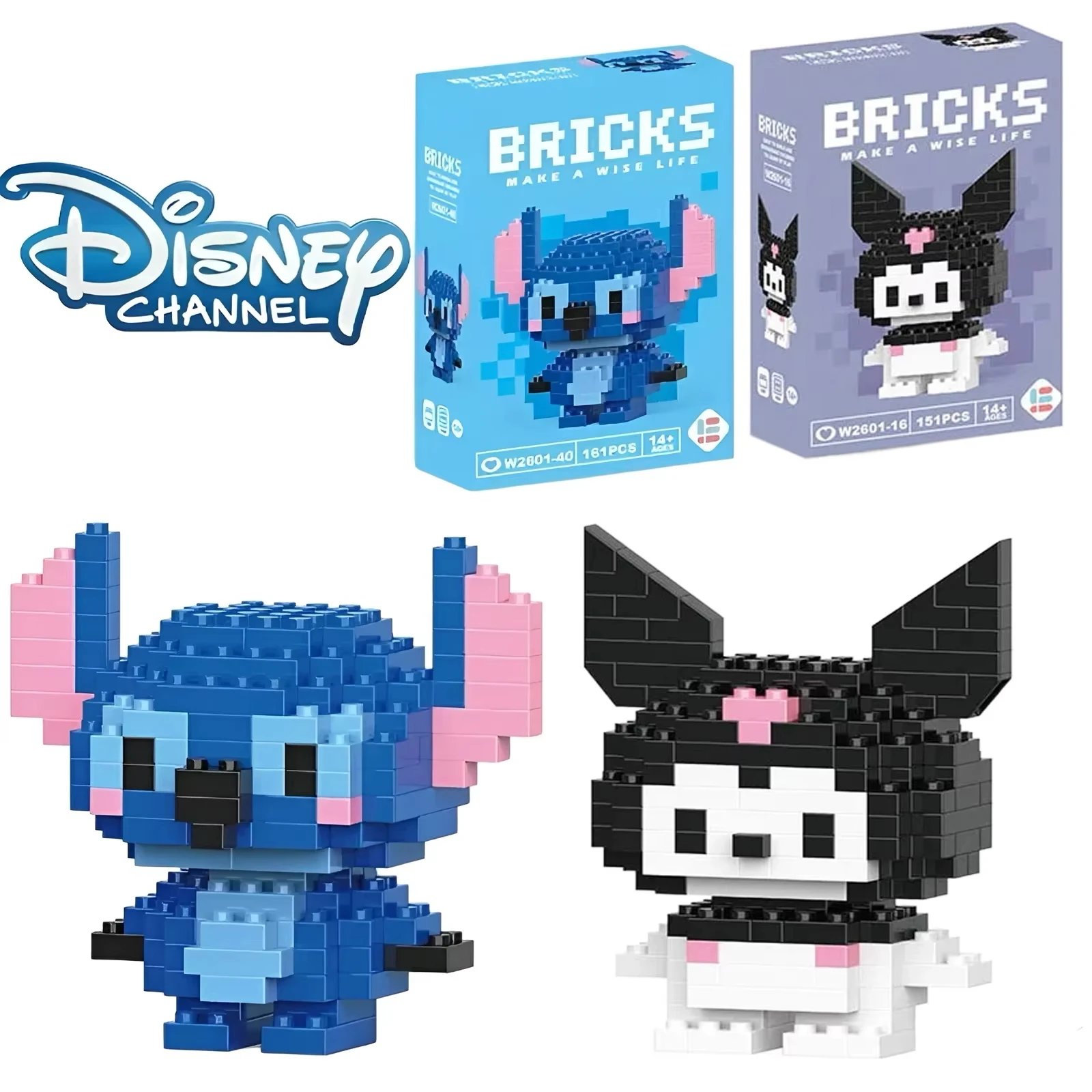 Juguetes de Disney LiLo Stitch, bloques de construcción Sanrio Kuromi lega, modelo de personaje de dibujos animados, bloques de construcción, juguete para niños, regalo