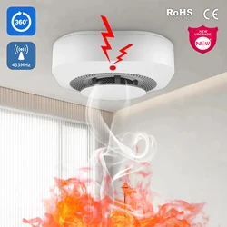 433MHz Wireless Connection Function Smoke Detector Sensor Parlor Child Room Home Kitchen PIR Sound Shop Fire Inspection Alarm