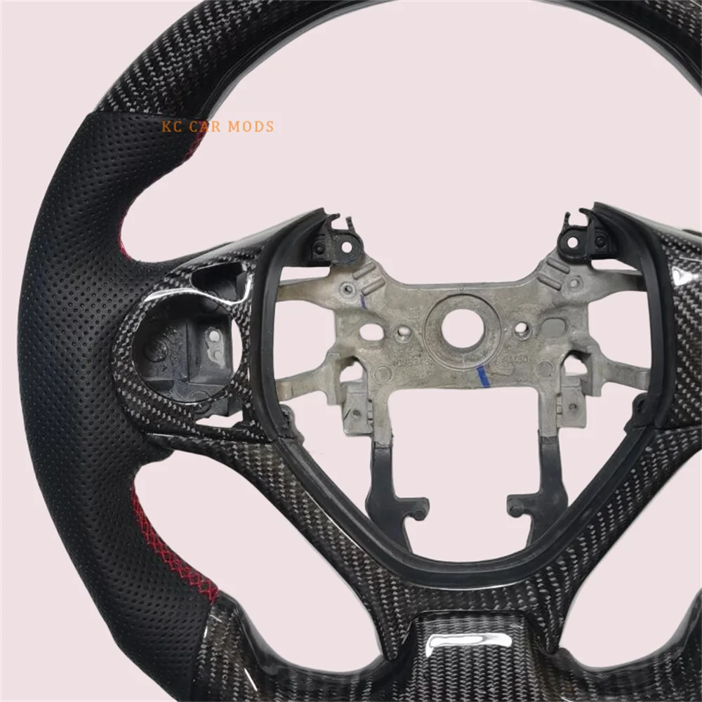 Customized Carbon fiber Red stitching Black Leather Steering Wheel Fit Honda Civic 9th 2012 2013 2014 2015 - Image 4