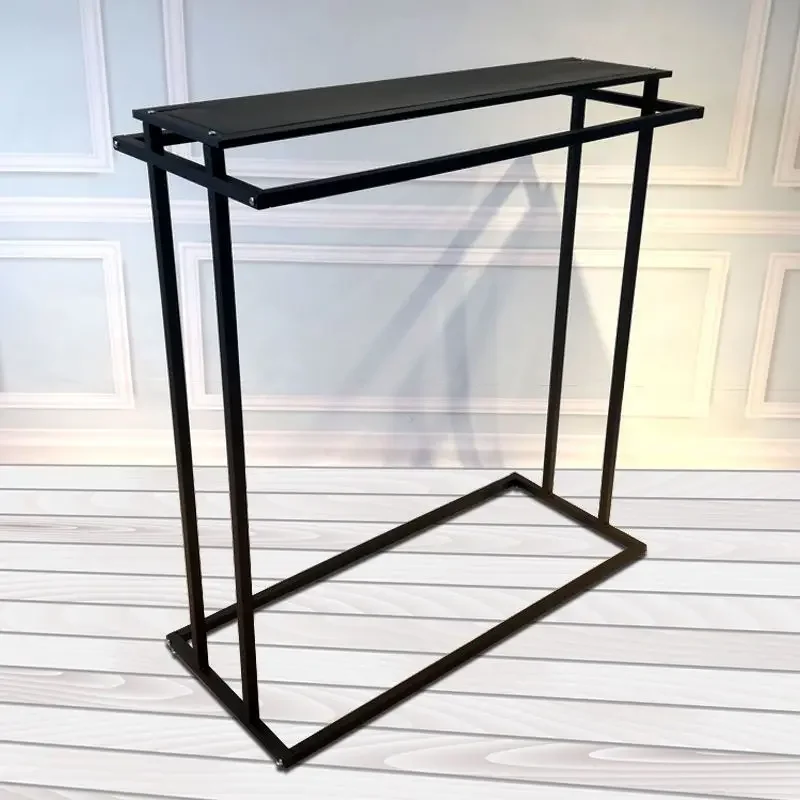Floor-to-Ceiling Double Row Clothing Display Rack, Parallel Bar Island Garment Rack for Boutique Bedroom Mall