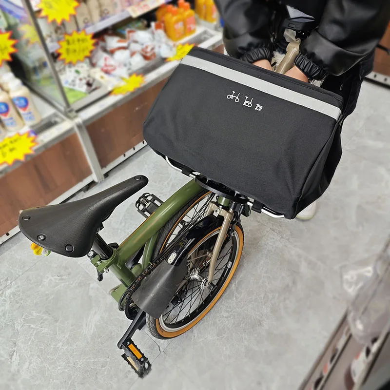 Für Brompton Faltrad: Vordere Aufbewahrungstasche mit Halterung, Original Vordertasche, Gemüsekorb und interne Halterung – Detail 15
