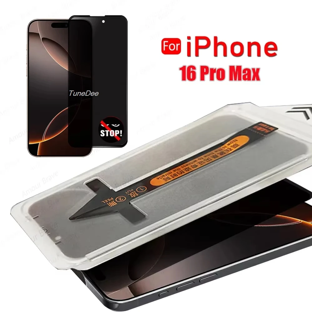 

Easy Install Privacy Screen Protector For iPhone 17 16 15 14 Plus 13 12 11 Pro MAX X XR XS Max 17 Air Anti-Spy Tempered Glass