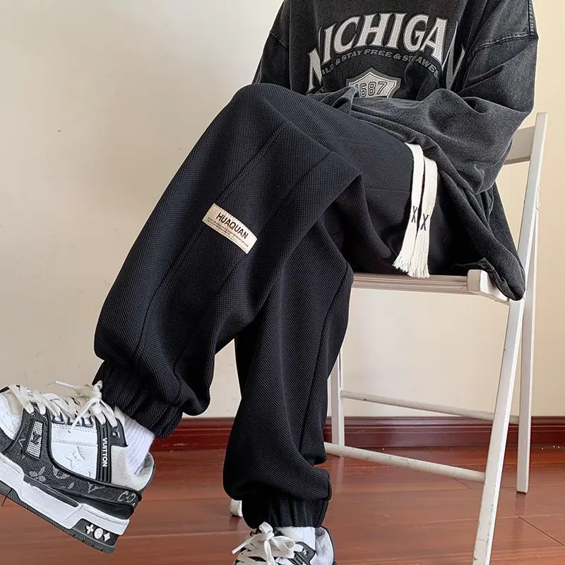 2023 New Spring and Autumn and Winter Oversized High Waist Lace Up Letter Printing Casual Loose Slim Sports Strap Halen Pants