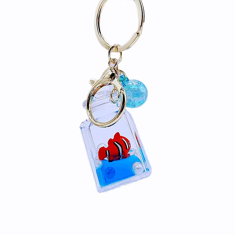 ins Cute Ocean Doll Oil Liquid Keychain Quicksand Pendant