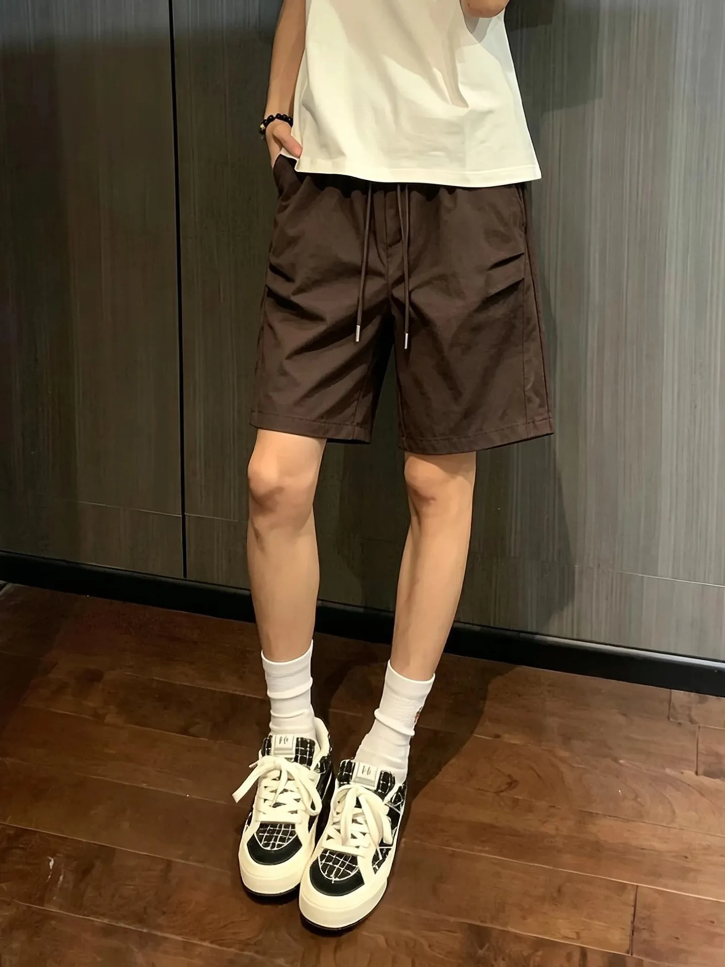 

Retro American Dyed Shorts Men's Summer Casual Sports Five-Point Pants CleanFit Design Sensation Mid-Pants Loose Fit Elastic ...
