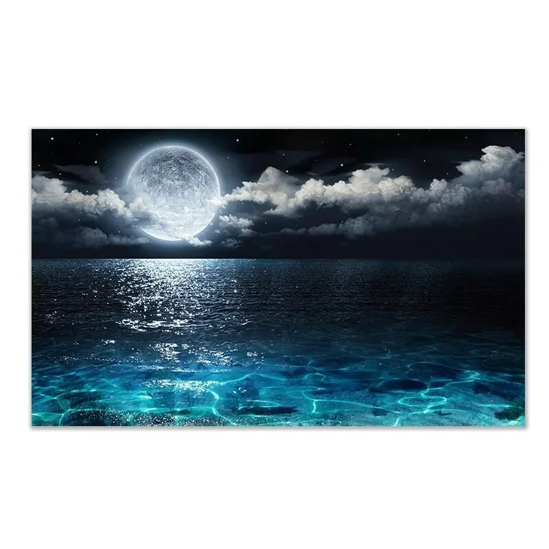 

Blue Seascape Oil Painting Print Art Canvas Poster for Living Room Decoration Home Wall Decor Picture