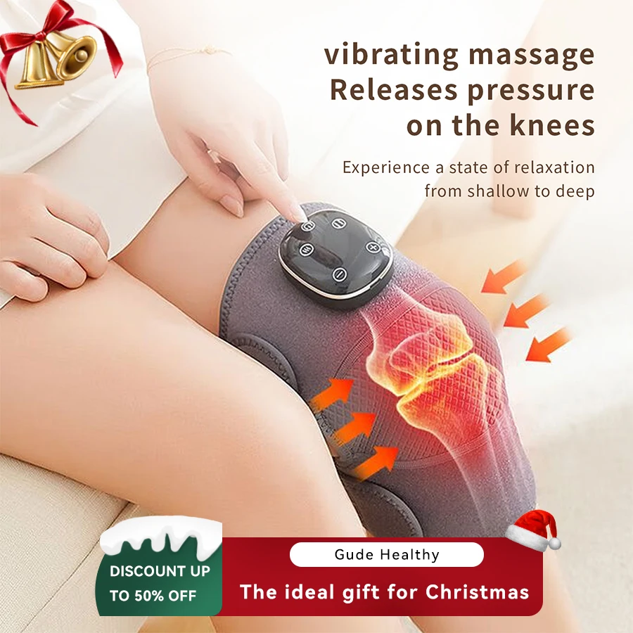 Rechargeable vibratory massage heated knee pad relieves shoulder and elbow pain Christmas gift for elderly men and women