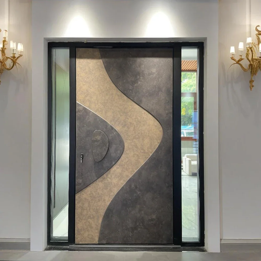 *IW% Doors Front Pivot Exterior Entrance Casement Door Main Villa House Gate Vintage Security Door Aluminum Home Decor Custom