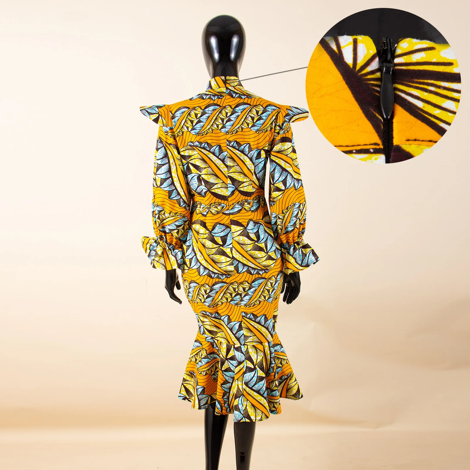 Vestido africano para mulheres ancara estampa meia gola alta meia panturrilha vestido sereia vestido dashiki casual festa elegante moda