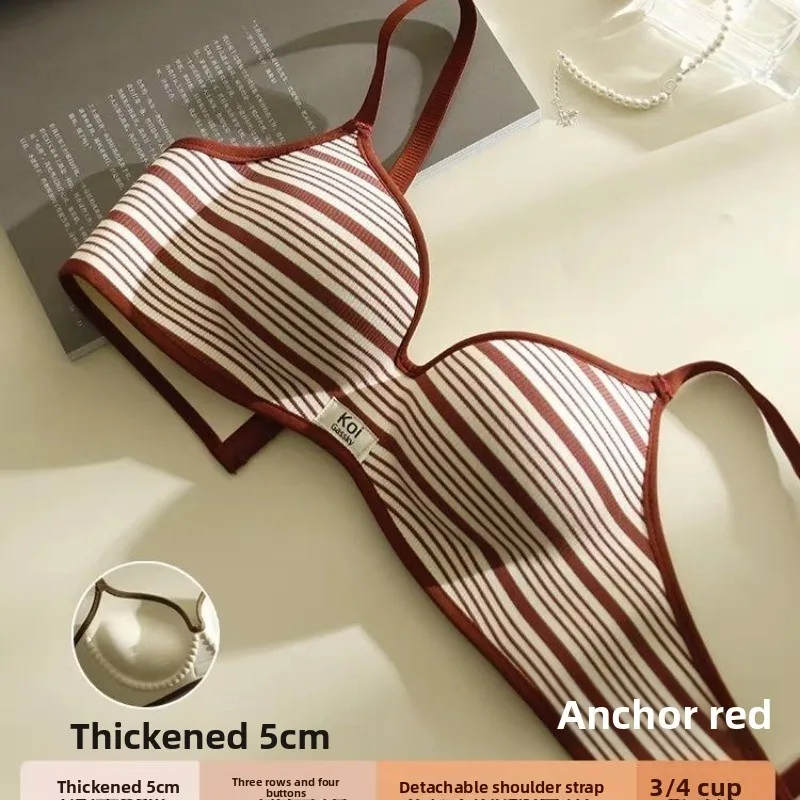 

Бюстгальтер пуш-ап 5 см для небольшой груди - Британский хлопковый бесшовный бюстгальтер в полоску, с эффектом подтяжки, боковой поддержкой, без зазоров, комфортный, чашка AA