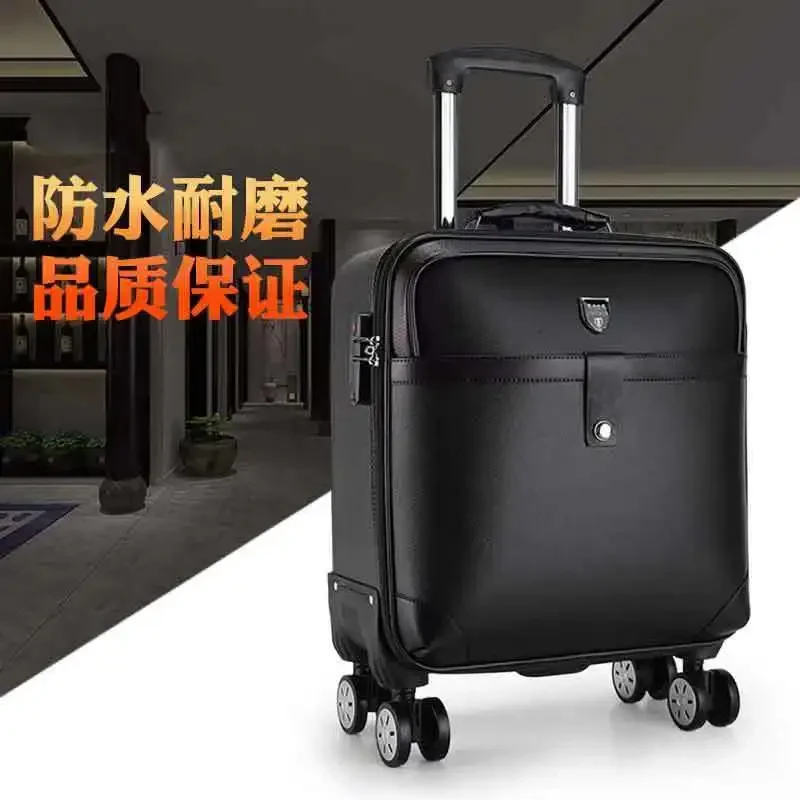 16 Inch Boarding Luggage Unisex Trolley Case Spinner Suitcase Student Oxford Gingham Leather Case Carry-Ons