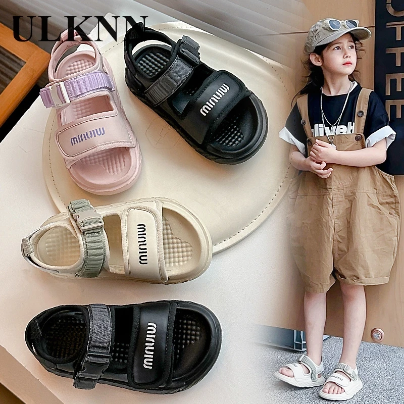 

Children's Sandals Boys Fancy Khaki Beach Shoes Kids Open Toe Casual Shoes Soft Soles Non-slip Girls Shoes