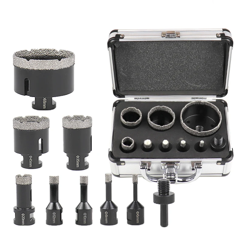 

Diamond Core Drill Bit Kit Triangle Shank Diamond Hole Saw Set for Porcelain Tile Ceramic Marble Brick Granite Stone