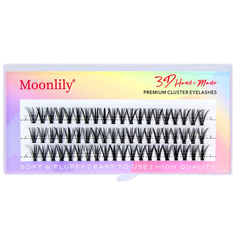 Moonlily Premium Silk Cluster Eyelashes Extensions High Quality Natural Long 3D Volume Effect Faux Bunche Individual Makeup Lash